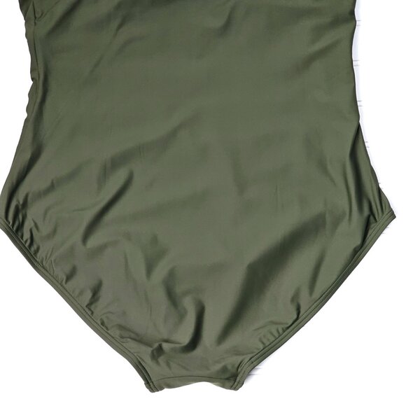 DNKY Women's Moss Green Shirred Figure Flattering One Piece Swimsuit Size XL NWT - Picture 8 of 16
